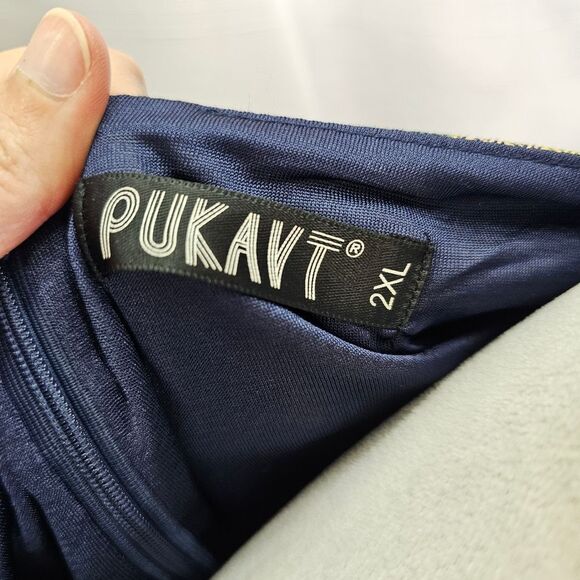 Pukavt Blue and Green Plaid Cap Sleeve Midi Dress Size 2XL - Picture 6 of 11